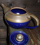 Blue and Taupe Teapot